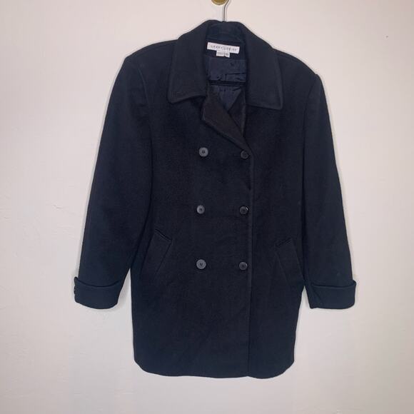 Larry Levine Black Vintage Double Breasted Wool Peacoat Coat Sz 10 - Picture 8 of 9